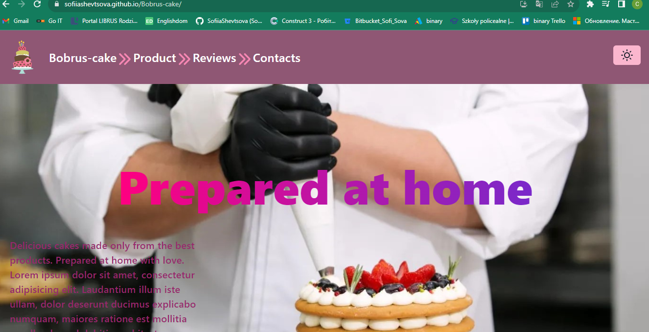 Скріншот проекту Bobrus-cake – strona