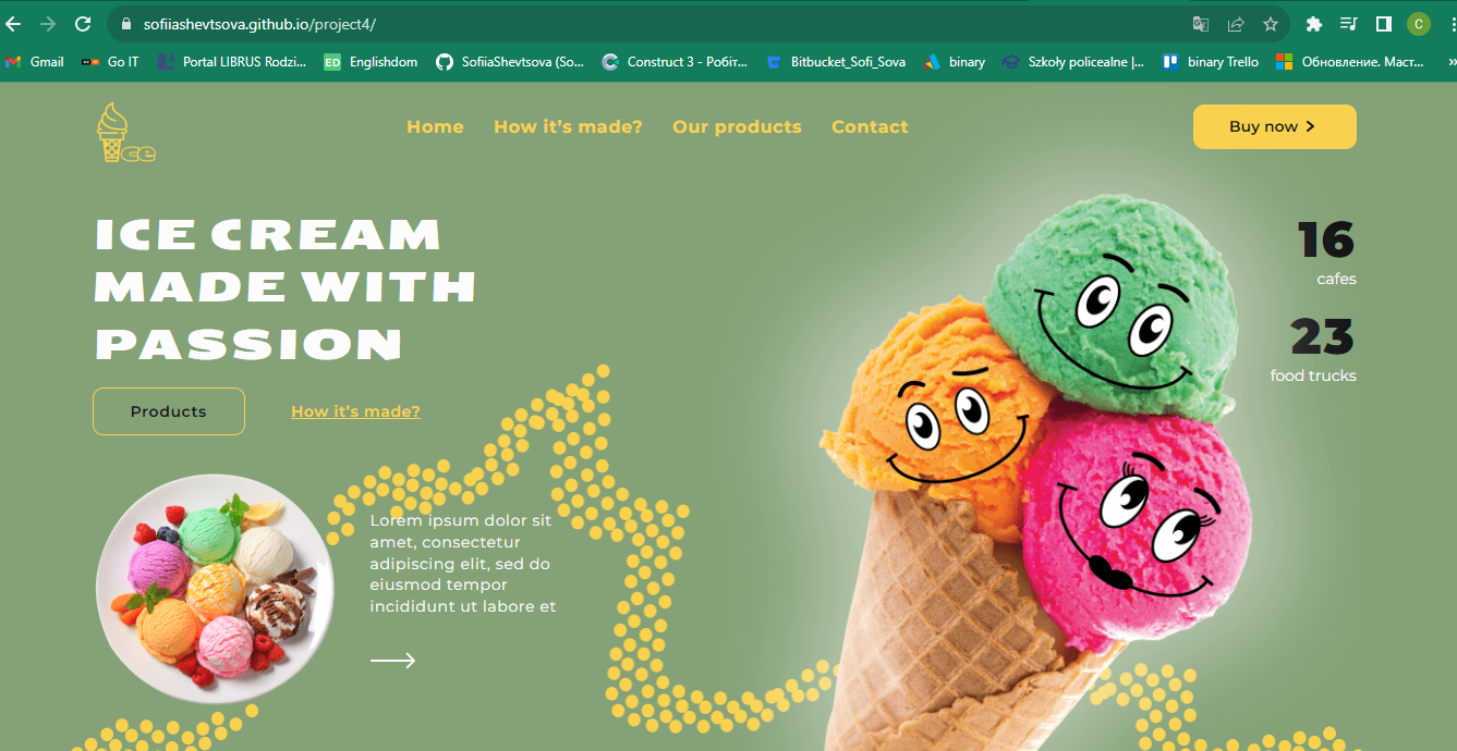 Скріншот проекту Ice-cream – mini aplikacja